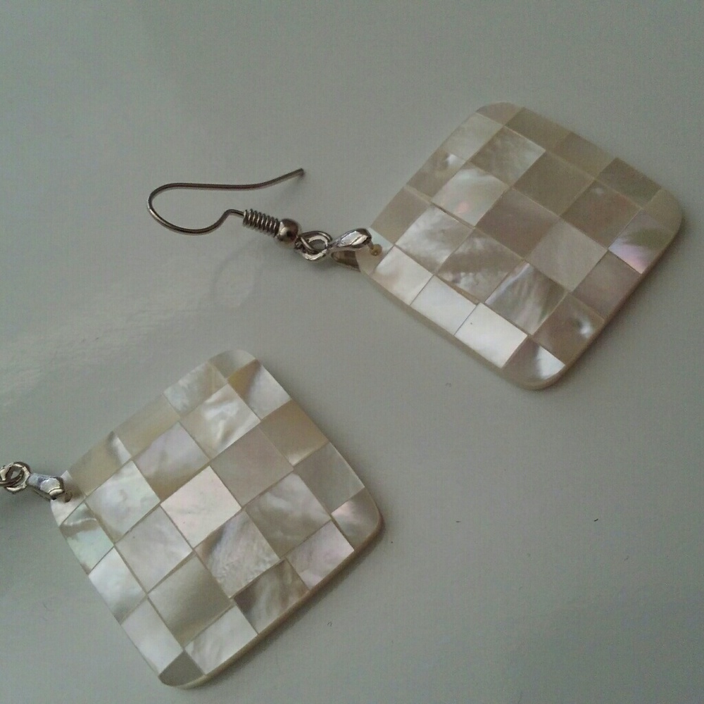 Diamond Mother of Pearl Earrings - Picture 4 of 7